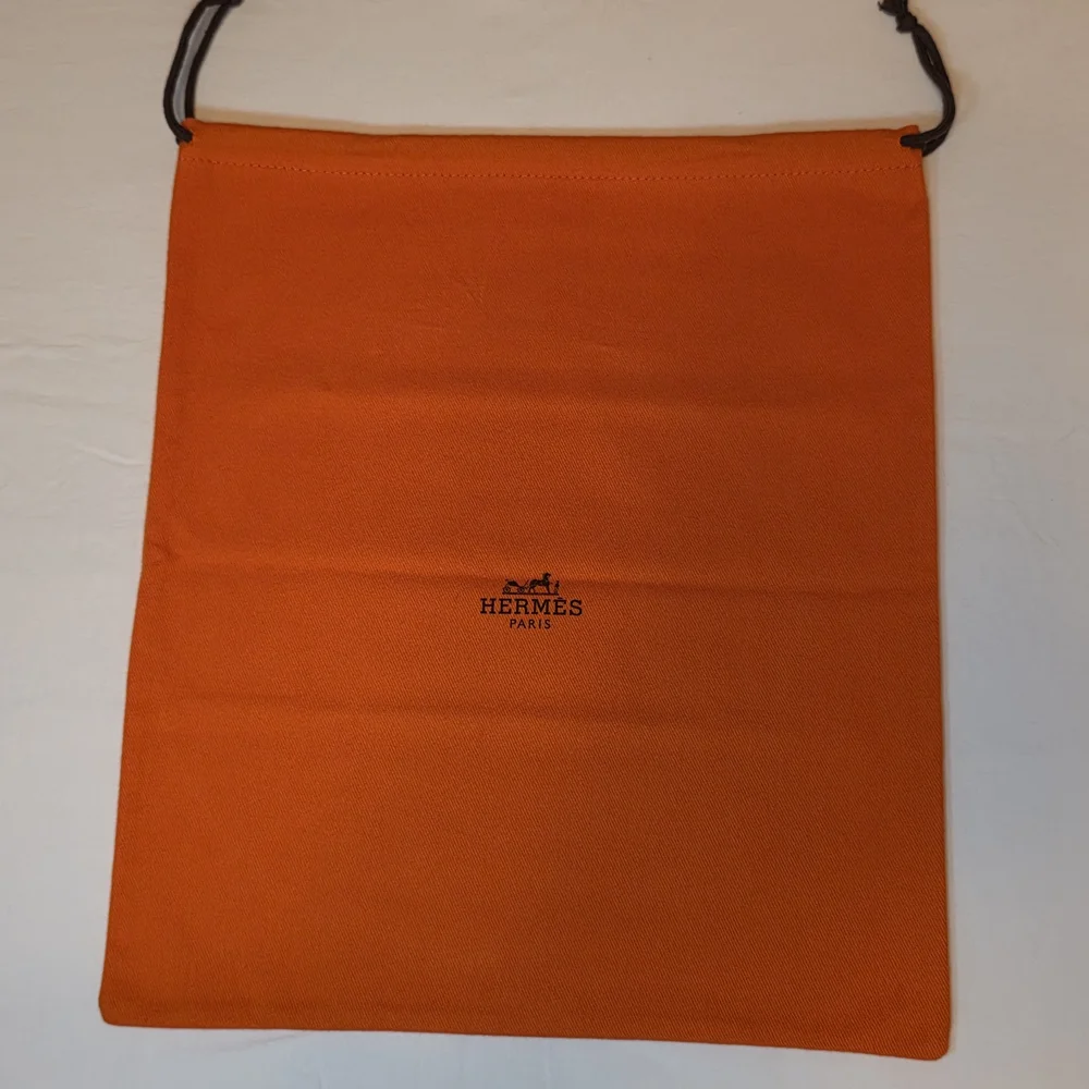 Hermès Authentic Orange Dust Bag 12x14 Small Drawstring Cotton Bag